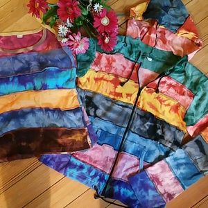 Tie Dyed Zip-Up Hoodie with Matching Tank Top